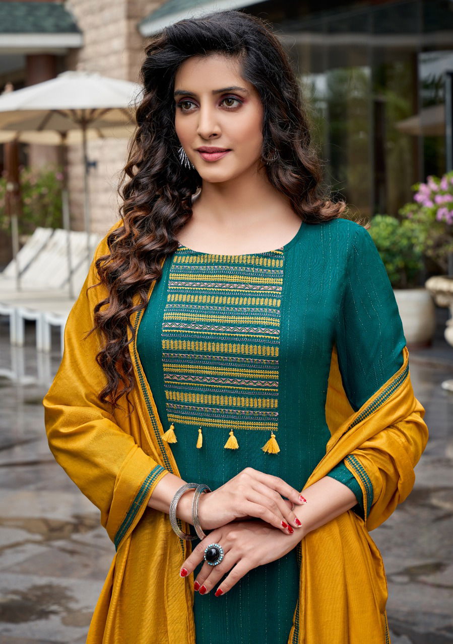 Wooglee Destiny 2 Festive Wear Heavy Fancy Viscose Weaving With Lurex Kurti With Botton And Dupatta